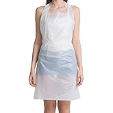 GENERALCARE 100 PCS Disposable PE Aprons, Waterproof Cooking Aprons for Kitchen & Food Service, Individually Wrapped