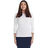 ESTEEZ 3/4 Sleeve Fancy Slinky Crew Neck T-Shirt for Women Base Layering Top Snug Fit