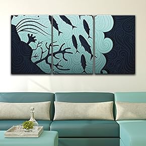 3 Panel Canvas Wall Art - School of Fish Under The Sea - Giclee Print Gallery Wrap Modern Home Art Ready to Hang - 16"x24" x 3 Panels