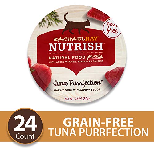 RACHAEL RAY NUTRISH GRAIN FREE NATURAL WET CAT FOOD, TUNA PURRFECTION WITH FLAKED TUNA IN SAVORY SAUCE, 2.8 OUNCE CUP (24 COUNT)