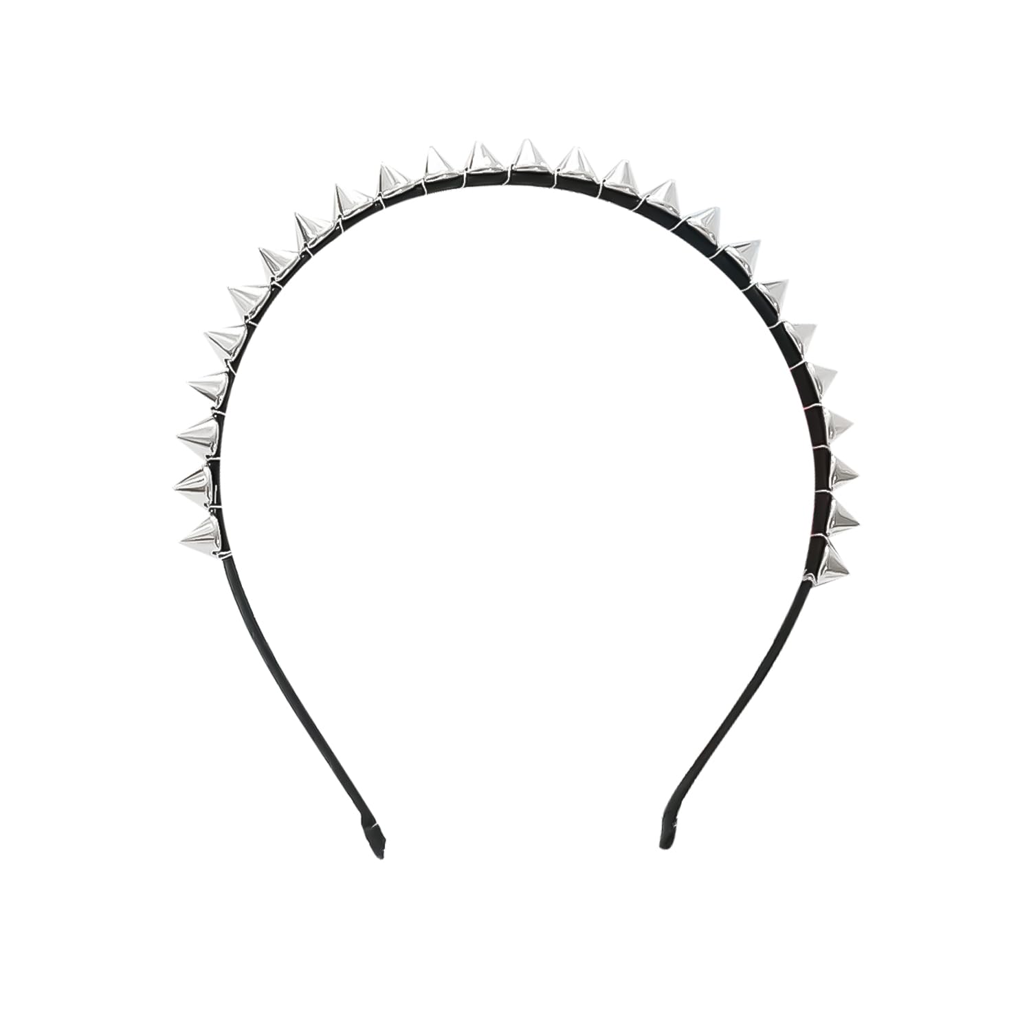AOVNA Silver Metal Stud Rivet Spike Headband Lightweight Flexible Women Headwear Aliceband Punk Girl Easy to Wear Eye-Catching
