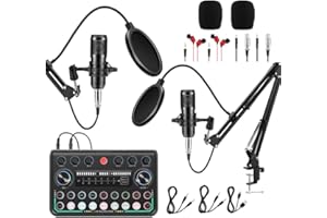 Znclces 2025 Upgraded Podcast Equipment Bundle for 2, Recording Studio Package with Pro Audio Interface(4 Customize SE) and Podcast Microphone for Gamer Podcasting, Recording, Singing, Streaming