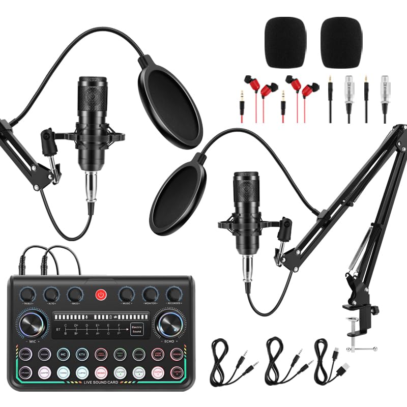 Photo 1 of ***(PARTS ONLY/MAJOR DAMAGE/ NON FUNCTIONAL/ SEE NOTES FOR DETAILS)***Znclces 2025 Upgraded Podcast Equipment Bundle for 2, Recording Studio Package with Pro Audio Interface(4 Customize SE) and Podcast Microphone for Gamer Podcasting, Recording, Singing, 