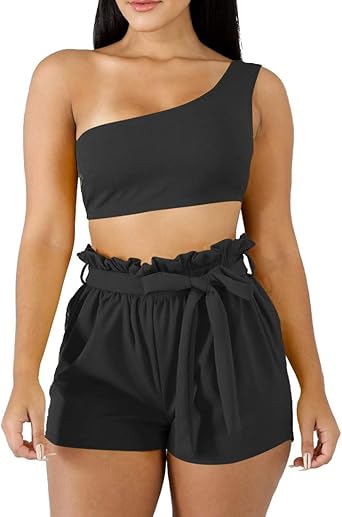 one shoulder two piece set