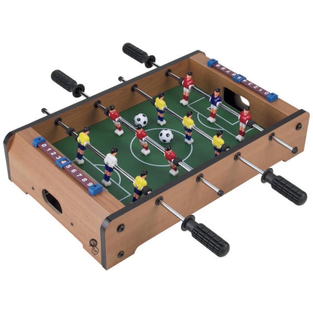Photo 1 of **missing parts** Tabletop Foosball Table- Portable Mini Table Football / Soccer Game Set with Two Balls and Score Keeper for Adults and Kids by Hey! Play!, Tan/Green
