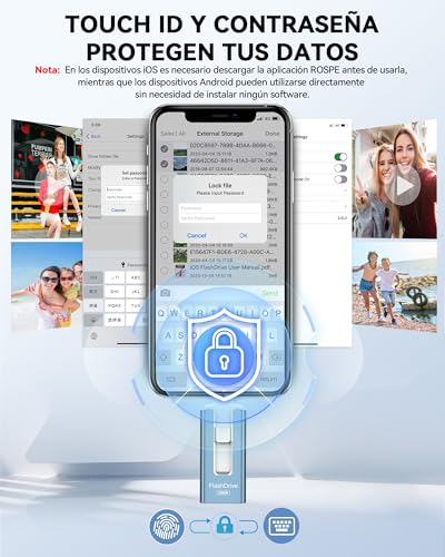 SUDEHO MFi Certified 256GB Pendrive for iPhone, 4 in 1 External Memory Pen Drive, USB 3.0 Flash Drive to Save More Photos Videos, USB C Flash Drive for iPad/iOS/Android/Mac/PC, Blue