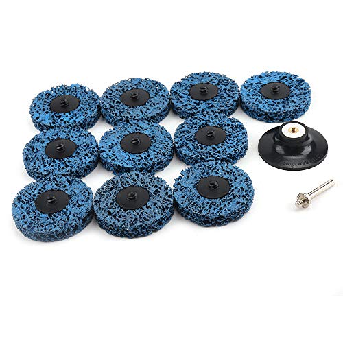 10 Pack 3inch Strip & Clean Abrasives Roloc Discs with 1Pc Roloc Disc