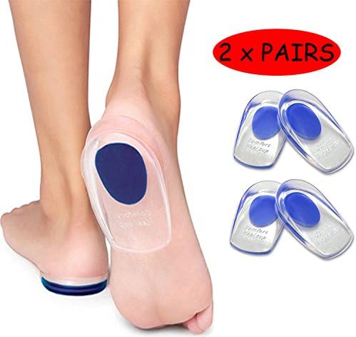 Smartown Gel Heel Cups Plantar Fasciitis Inserts - Silicone Heel Cup Pads for Bone Spurs Pain Relief Protectors of Your Sore or Bruised Feet Best Insole Gels Treatment for Men - 2 Pairs