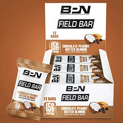 Bare Performance Nutrition, Field Bar, High Protein Bar, Nutrition Bar, Made with Whole Ingredients, Naturally Sweetened, Peanut Butter, Contains Coconut (12 Bars, Chocolate Peanut Butter Blondie) - Thumbnail 4