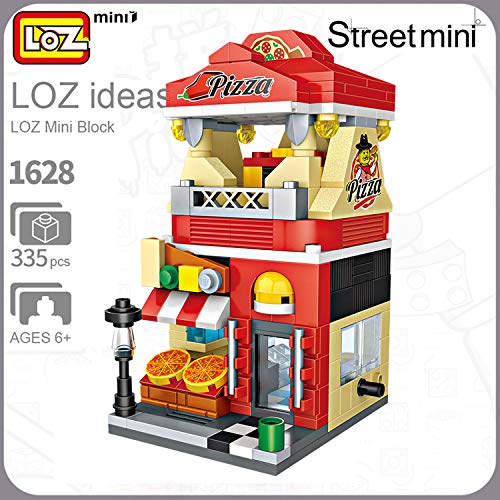 LOZ Piza Shop Style Diamond Mini Building Micro Block Brick Headz Baseplate DIY Figurine Bobble Head Collectible Developmental Toys Model Comics Collection Line Friends Chistmas Gifts for Kids