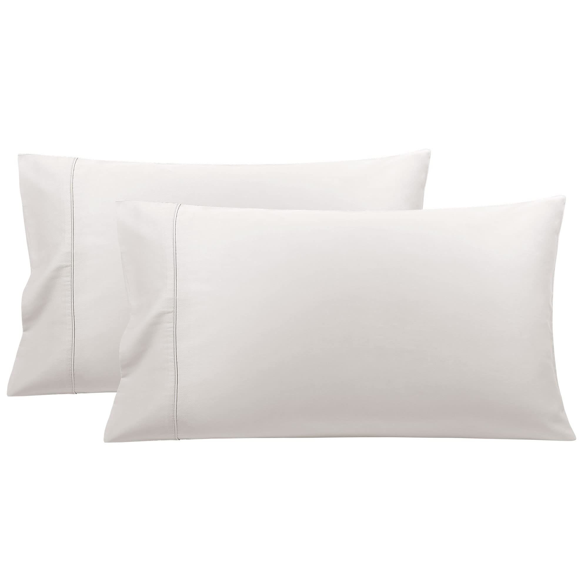 PiccoCasa Pillowcases 2 Pack, Super Soft Cotton Bed Pillow Covers with Envelope Closure, Hotel Bedroom Pillow Sham Isabelline 50x75cm