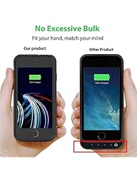 JERSS   Funda para iPhone 5 5S SE (4000 mAh, batería recargable portátil, para Apple iPhone 5 5S SE, funda de carga extendida, funda protectora para banco de energía de copia de seguridad, color negro