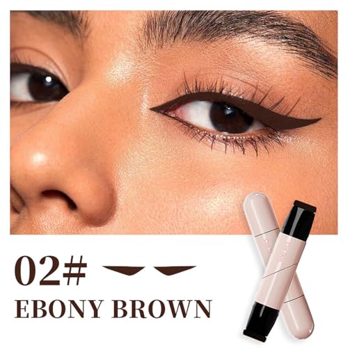 Eyeliner Stamp Set of 2 Foldable Gel Eyeliner Stamp for Perfect Wings Waterproof and Smudge Resistant (Black + Brown)
