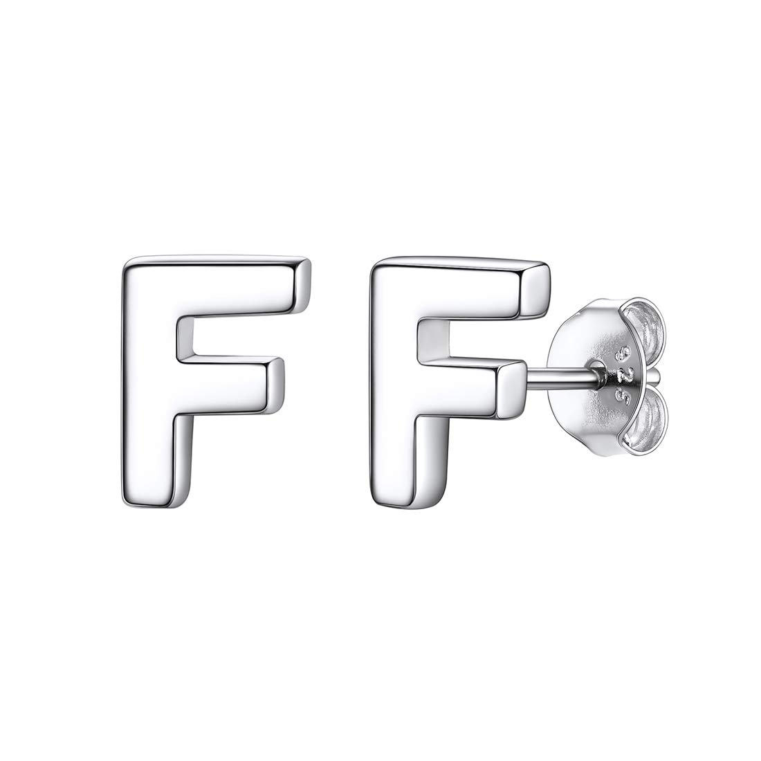 ChicSilver Initial F Letter Stud Earrings for Women Mum 925 Sterling Silver Name Monogram Jewelry — image 1