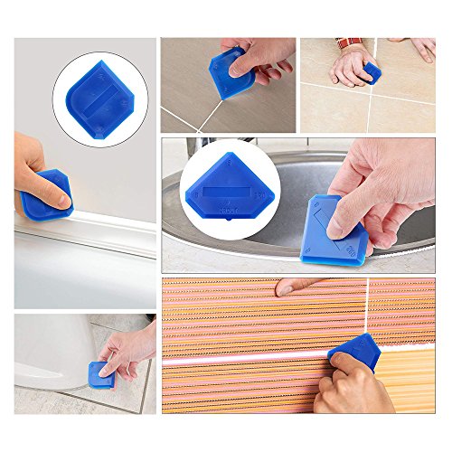 SelfTek 17 Piece Caulking Tools Kit Grout Scraper, Caulk Remover, Caulk Nozzle, and Caulk Caps, Sealant Finishing Tool for Bathroom Kitchen Floor Sealing(Blue,Black,White,Red,Yellow) - Thumbnail 3