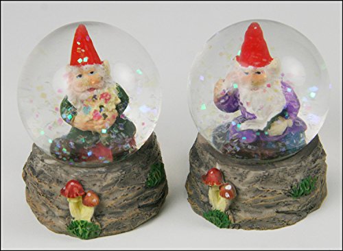 Garden Fairies Miniature Gnomes in Domes - Set of 2 Gnomes in Domes, one with flower, one pros