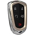 Kwak's ABS Key Case Compatible for XTS ATS-L XT4 XT5 CT6 SRX Key Shells,Car Key Cover with Key Chain (Gold)