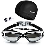Swim Goggles On Amazon - 2017 Atelic Best Swimming Goggles Swim Cap Set Non Leaking - Adjustable for Men Women Youth Kids - UV Protection Anti Shatter Clear Vision Anti Fog Lenses