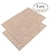 Sunnyglade 2 Pack Non Slip Bathroom Rug Mat Mats Soft Plush Chenille Toilet Rug (Light Tan, Coarse)