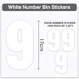 Sara Prints Pack of 3 White Number 9 Bin Stickers 17 cm Waterproof view 3