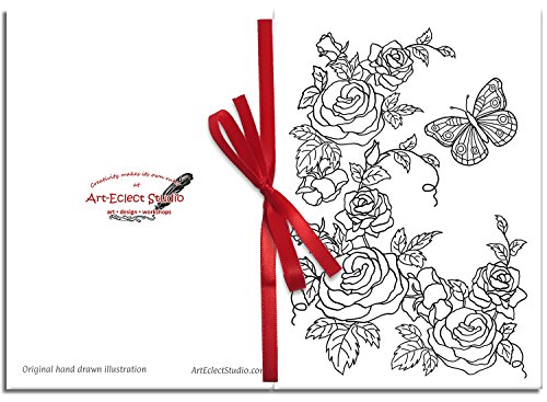 Adult Coloring Greeting Cards for Birthday, Anniversary and Every Occasions | Set of 10 Cards to Color and Send | Envelopes Included | Set A/White by Art-Eclect - Thumbnail 3