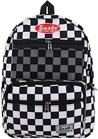 Plaid Backpacks Cute Checkered Grid School Bookbag Canvas Rucksack Haversack (white)