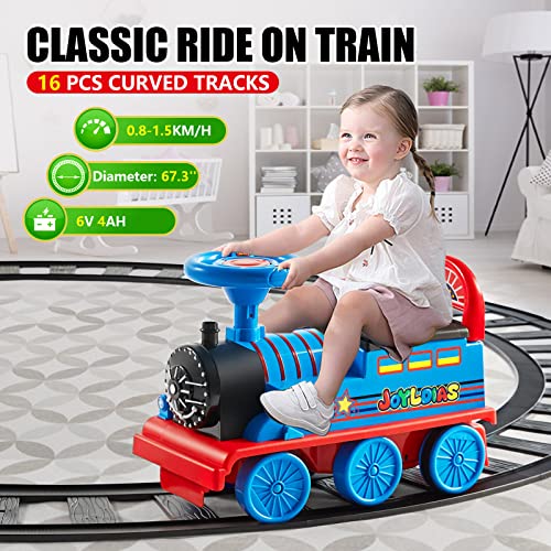 JOYLDIAS 6V 3in1 Ride On Train with 16pcs Curved Tracks, Electric