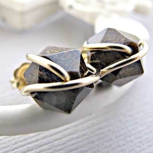 Bronzite Studs, Gemstone Earrings Studs,14kt Gold Fill Post, Rough Earrings, Brown Earrings, Birthstone Studs, Gemstone Earrings, Brown Earrings, Gold Earrings