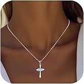 PUPILLEMON 925 Sterling Silver Cross Necklaces for Women,4A CZ Infinity Cross Necklace,16”+2“ Adjustable Chain Cross Pendant Hypoallergenic Jewelry Gift for Women