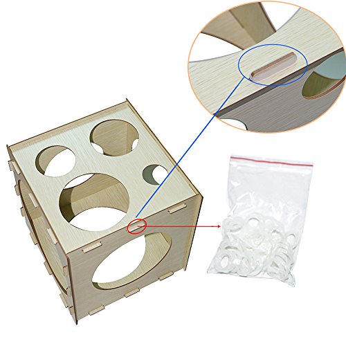9 Holes Collapsible Wood Cube Balloon Sizer Box From 2" - 10"