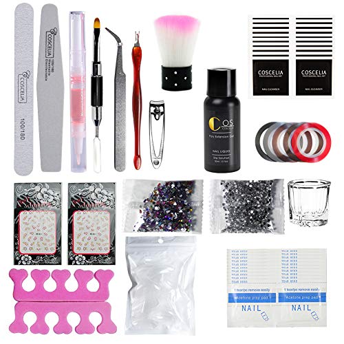 Coscelia Nail Builder Gel Kit 36W Nail Lamp Dryer UV LED 6 Colors Poly Nail Gels Extension Quick Building Nail Tips Glue Soak Off Topcoat Basecoat Nail Art Tool Manicure