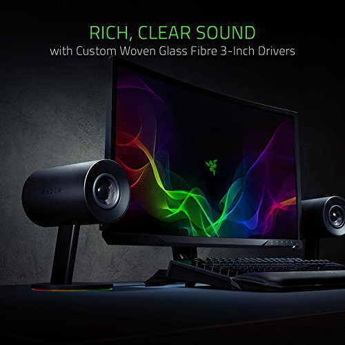Razer Nommo Chroma - Computer Speakers, Rear Bass Ports for Full Range Gaming & Sound Immersion - Custom Woven Glass Fiber 3in Drivers (Renewed)