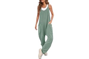 CAIYING Jumpsuit for Women Casual Sleeveless Summer Rompers Stretchy Strap Long Pant Baggy Overalls with Pockets