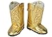 Sophia's Gender-Neutral Western Faux Leather Cowboy Boots with Traditional Embroidered Details and Zip-Up Back for 18” Dolls, Gold