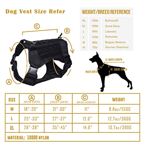 Kylebooker Tactical Dog Harness Service Vest Outdoor Military Patrol K9 Working Dog Vest Hunting Dog Training Clothes (L(27"-37" Chest Girth), Camouflage - Thumbnail 2