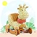 Labebe Baby Wooden Rocking Horse Yellow Giraffe 2-in-1 Toddler Ride-on Toys for 6 months to 3 years Old Kids Creative Birthday Gift