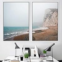 2 Piece Framed Canvas Wall Art Coastal Scenery Canvas Prints Home Artwork Decoration for Living Room,Bedroom - 16