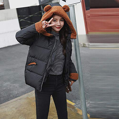 Winter Coats For Women Liraly Winter Warm Coat Faux Fur Hooded Thick Warm Slim Jacket Overcoat(Black,US-12 /CN-L2) - Thumbnail 3