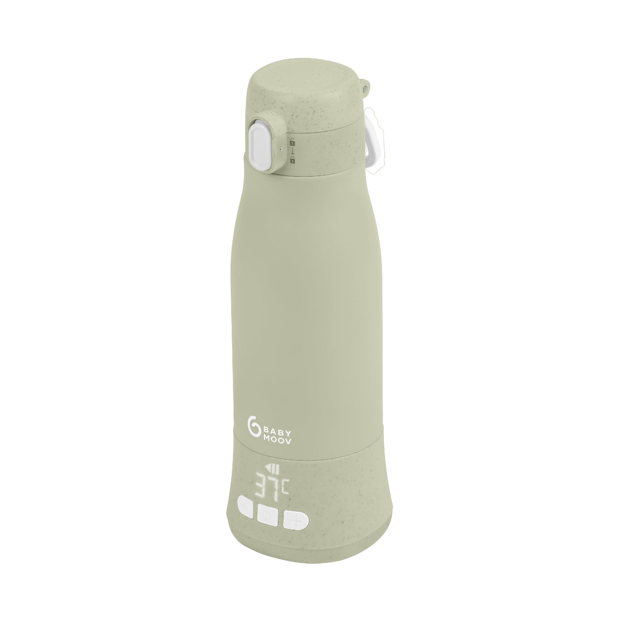 Babymoov Moov & Feed Baby Bottle Warmer, Portable, Wireless - Capacity 340ml - Water or Breast Milk - Adjustable temperature - Keeps liquids warm (up to 7 hours) - USB charging, Sage Green