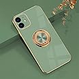 Omorro for Rose Gold iPhone 11 Case for Women Girls Kickstand Ring Holder 360 TPU Rotation Rings Cases with Stand Glitter Plating Edge Work with Magnetic Mount Slim Luxury Case Girly Cover Case
