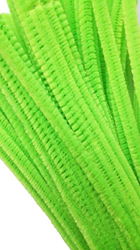 Carykon 100 Pieces Fuzzy Chenille Stems Pipe Cleaners for Arts and Crafts (Light Green)
