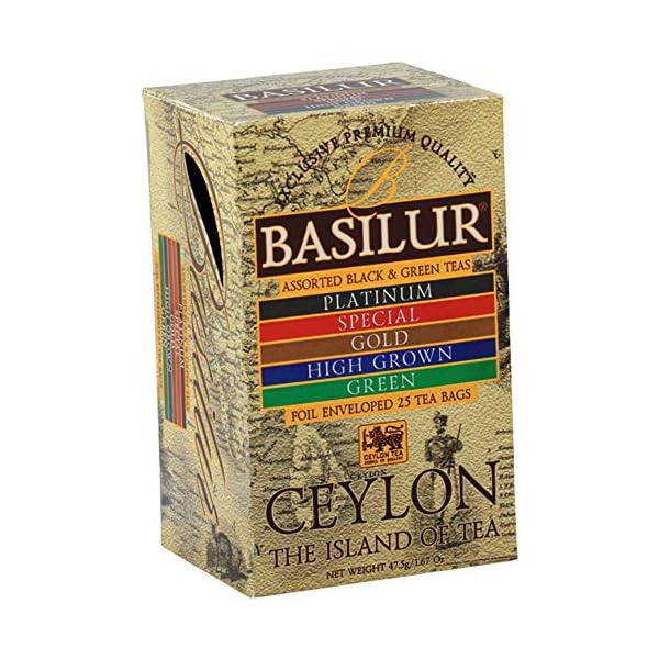 Basilur Tee Set Ceylon 5 Teesorten 2er Pack (2 x 25 Teebeutel) Schwarztee Grüntee