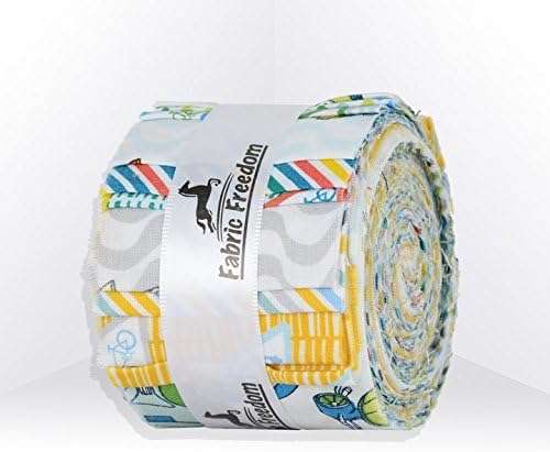 100% Cotton Jelly Rolls Fabric Material for Quilting, Patchwork, Crafts, Sewing Retro Road Trip by Fabric Freedom - Pack of 20 Strips (2.5 inch Width x 42 inch Length) - Approximately 1.25 Metres