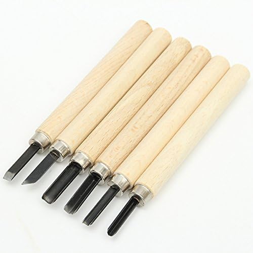 6Pcs Wooden Handle Wood ving vers Working Spoon Chisel Hand Tools Set