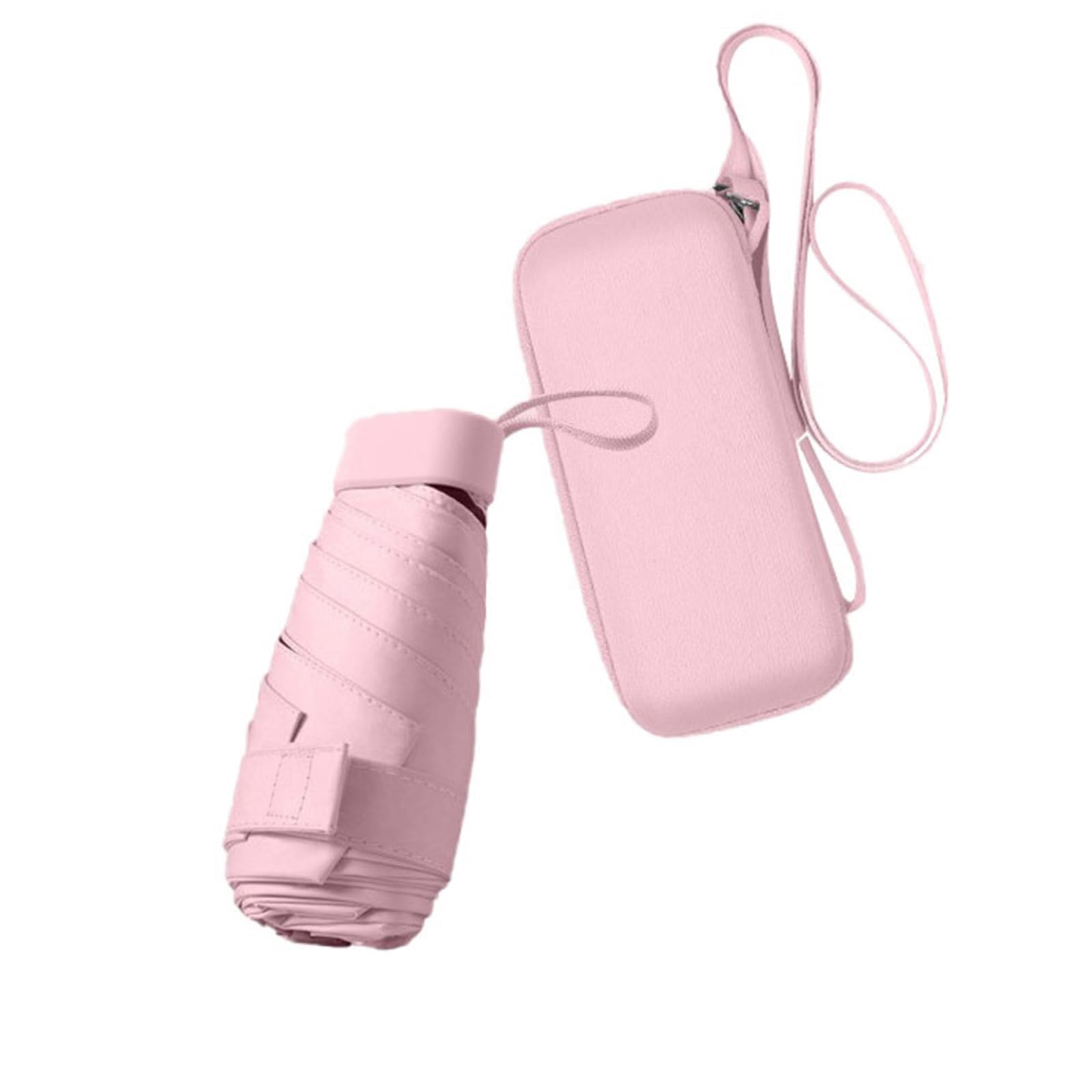 Ruspela Umbrella Windproof Travel Umbrella, Folding Travel Umbrella, Small Compact Umbrella for Sun and Rain Windproof UV Umbrella with Zipper Case for Women Girls, Pink