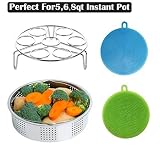 Steamer Basket Rack Set For Instant Pot Accessories, Fits Instant Pot 5, 6, 8qt Pressure Cooker With Silicone Dish Sponge and Egg Steaming Holder Rack Stand Set