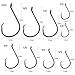 Yogayet Offset Fishing Hooks Octopus Circle Hooks Extra Sharp Black High Carbon Steel for Saltwater Boat Fishing 1/0-10/0 50 Pcs(2/0)