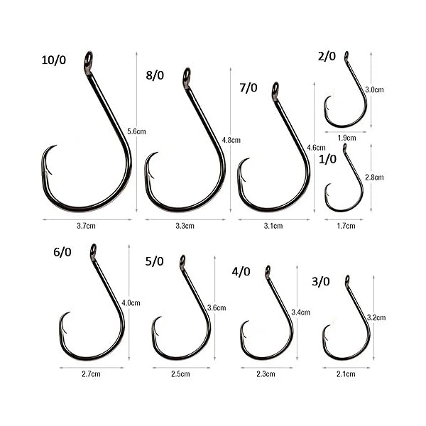 YOGAYET-Offset-Fishing-Hooks-Octopus-Circle-Hooks-Extra-Sharp-Black-High-Carbon-Steel-for-Saltwater-Boat-Fishing-10-100-50-Pcs