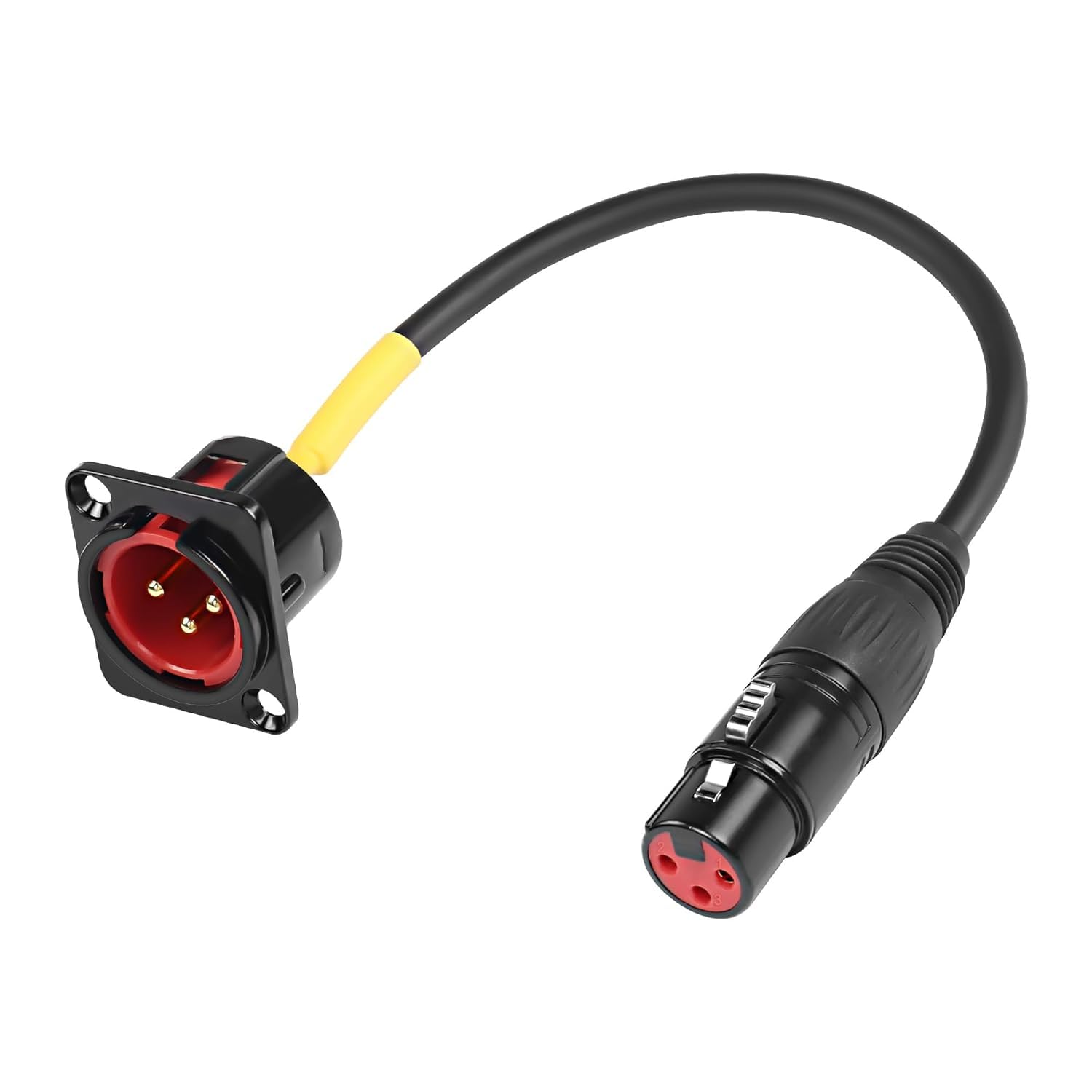 XMSJSIY D-Type XLR Male Panel Mount to Female Connector Pass Through Cable,3 Pin Mic XLR Feed/Pass Thru Converter Compatible with Microphone - 50cm/19.6inch
