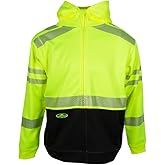 Arborwear Men's Tech Double Thick Hooded Full Zip Sweatshirt HVSA Class 3 High Visibility Safety Apparel, Durable, Warm